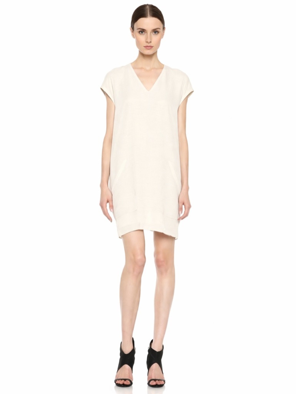 Helmut Lang Women’s Breeze Slouchy Pocket Dress Size P/XS Ivory Mini Dress EUC